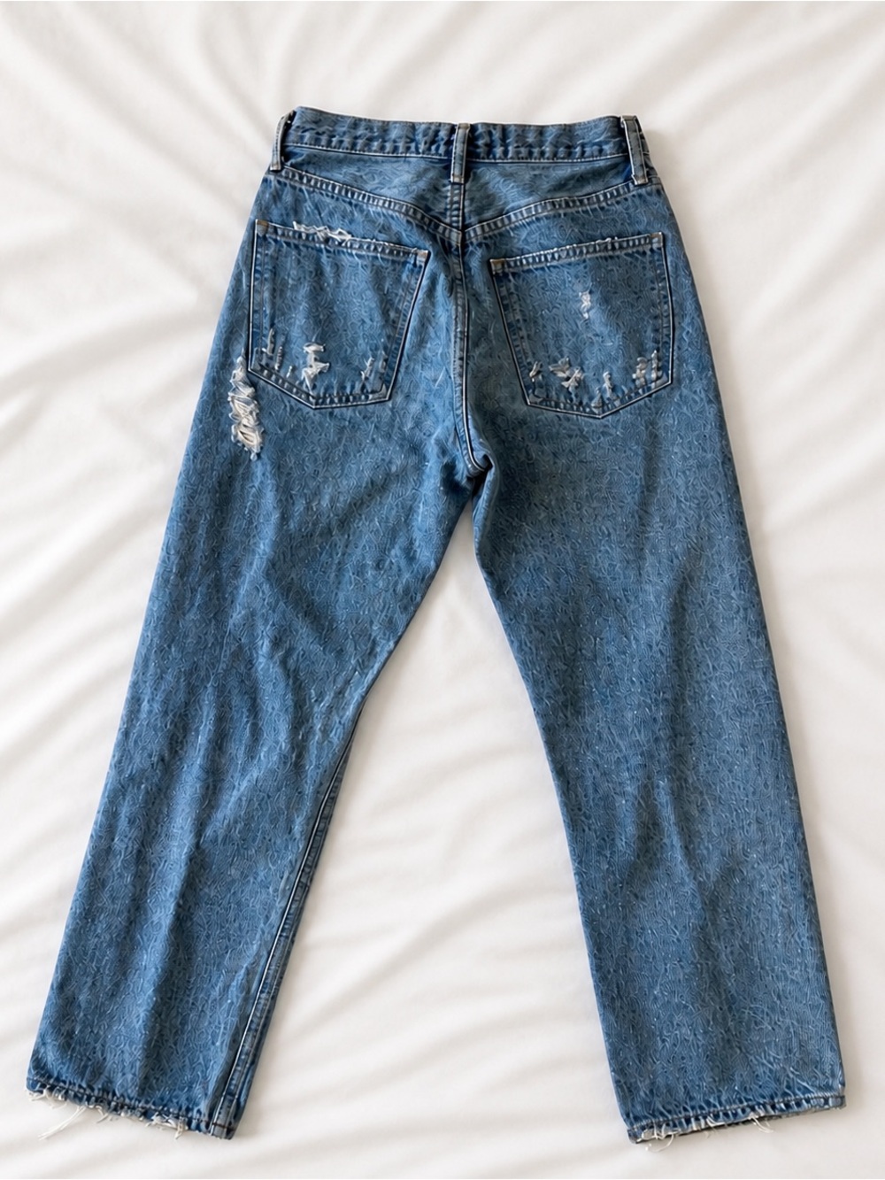 Agolde Straight Leg Distressed Denim Mid Rise - Picture 3 of 7